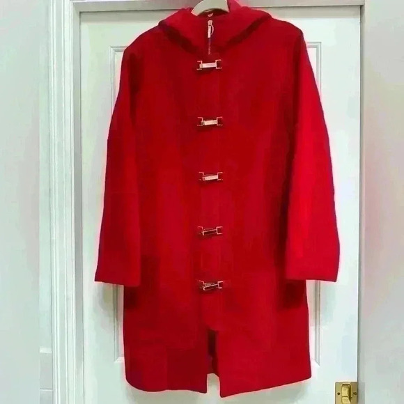 Ralph Lauren VTG‎ Red Wool Jacket With Silver Toggle Clasp Hardware M - Picture 1 of 7